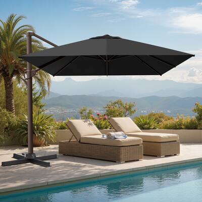 10 x 13 FT Luxury Outdoor Shade Canopy Patio Cantilever Offset Umbrella Aluminum with 360-degree Rotation