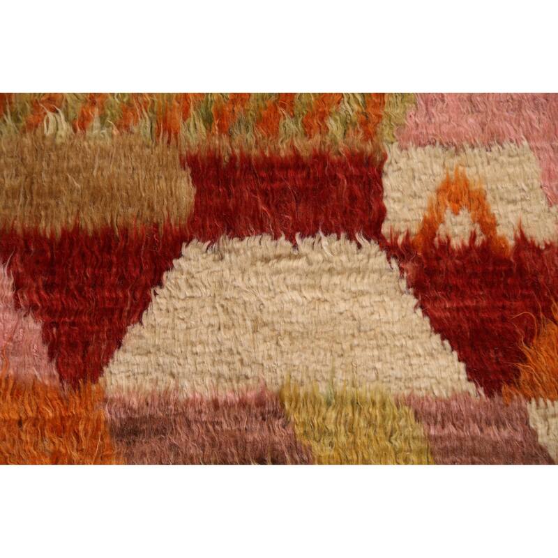 Hand Knotted Oriental 100% Wool Carpet Modern Geometric Multi-Colored Moroccan Area Rug - 8' 0'' X 5' 9''