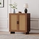 preview thumbnail 1 of 26, Wood Accent Cabinet Sideboard Buffet with Rattan Doors Walnut