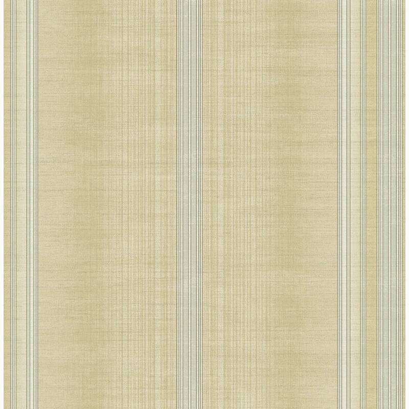 Seabrook Designs Moena Stripe Unpasted Wallpaper - 20.5 in W x 33 ft. L - Tan & Blue Smoke