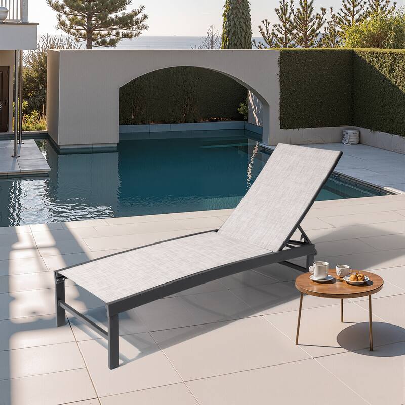 Outdoor Patio Adjustable Chaise Lounge Chair - Earth