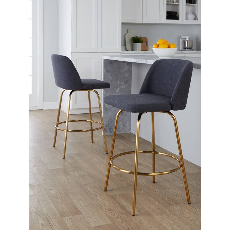 Silver Orchid Vallberga 26" Counter Stool with Gold Metal Base (Set of 2)