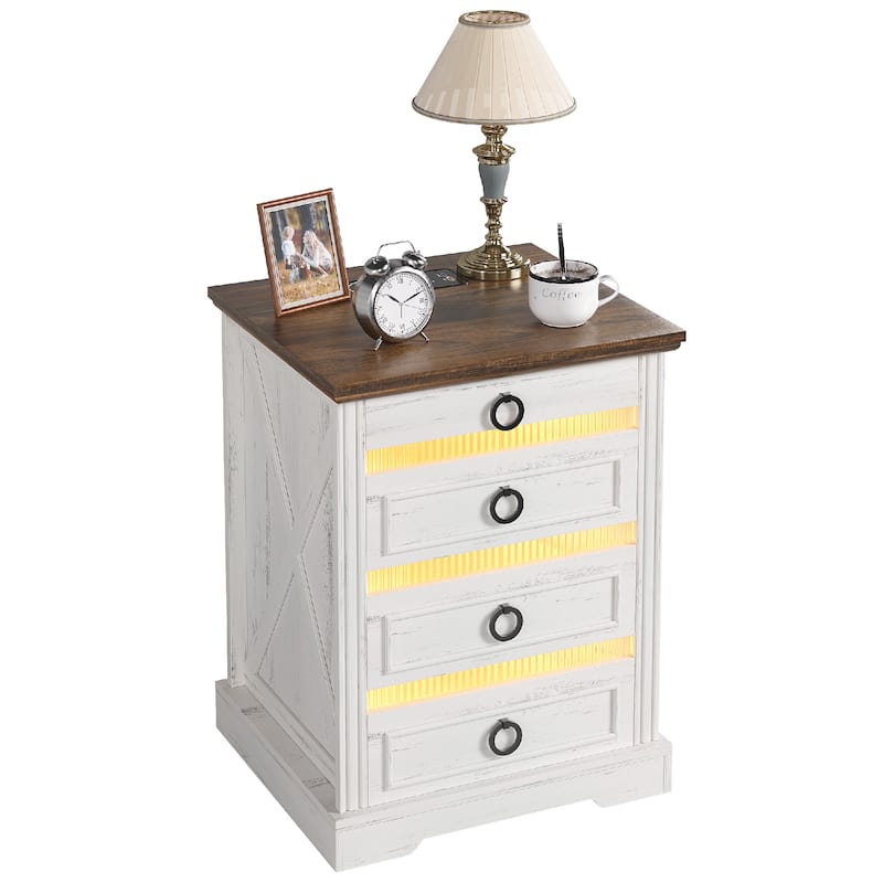 2-Drawer Nightstand With Charging Station and Gun Drawer (Set of 2)