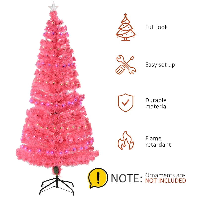 HOMCOM 6 ft. Prelit Artificial Christmas Tree with Stand, Colored Christmas Tree