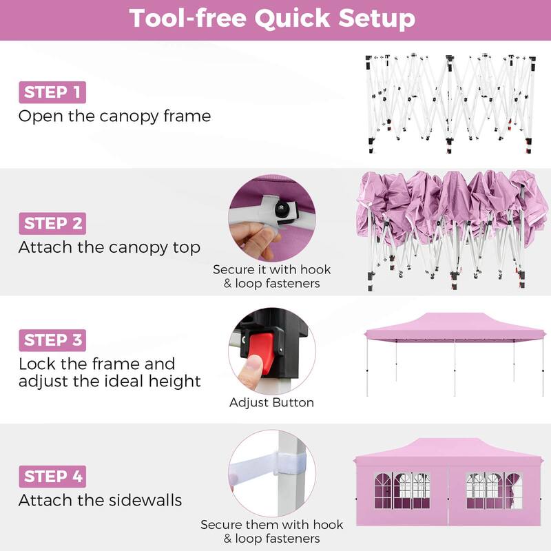 Costway 10 x 20 FT Pop up Canopy Outdoor Canopy Tent with 6 Sidewalls