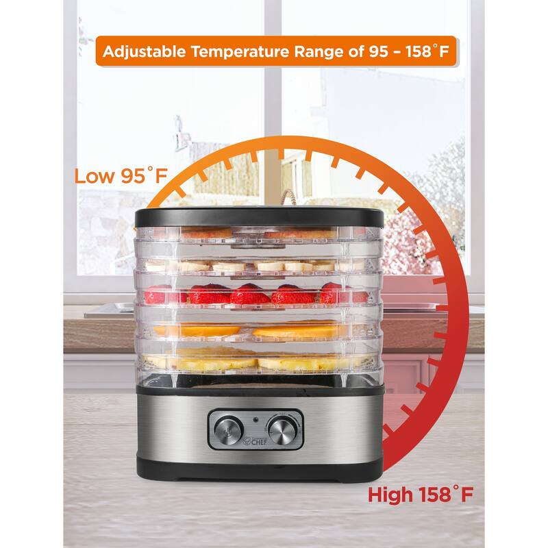 COMMERCIAL CHEF Food Dehydrator – Stainless / Black