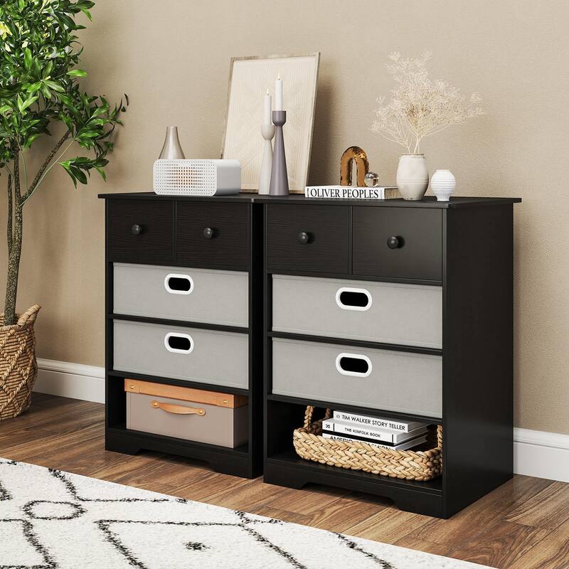 Costway 4-Drawer Dresser Modern Chest Storage Organizer with Open