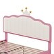preview thumbnail 8 of 28, Full Size Upholstered Princess Platform Bed with Crown-Shaped Headboard, Soft Night Light Strips, and Gold Metal Legs