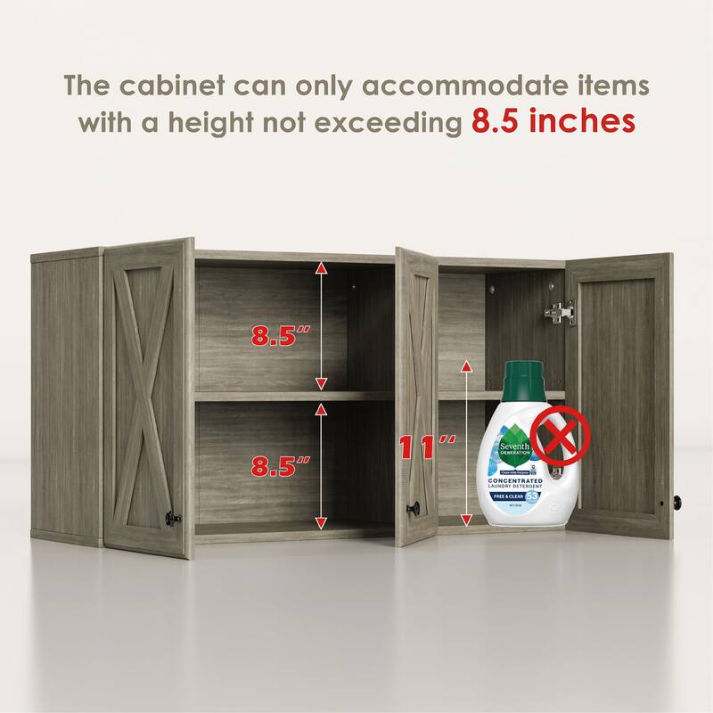 Farmhouse Wall Cabinet with 3 Doors and Shelves