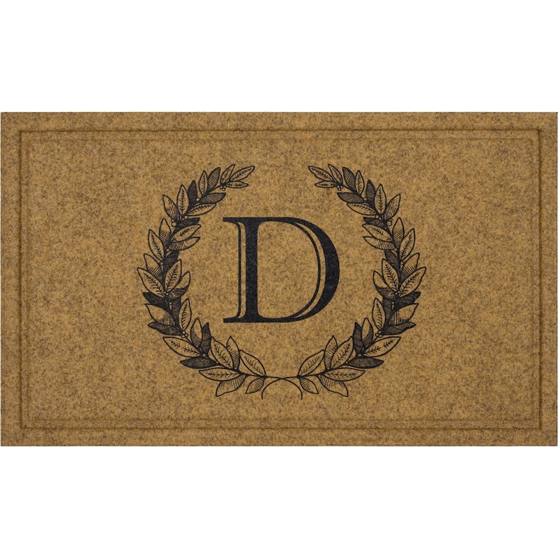 Mohawk Home Monogram Initial Faux Coir All Weather Recycled Rubber Door Mat - 2' x 3' - Laurel Monogram D