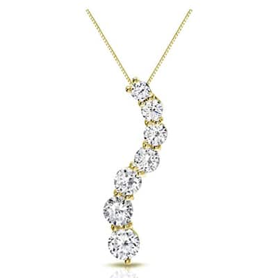 Auriya 14k Gold 7-Stone Diamond Journey Necklace 1ct TDW (J-K, I1-I2)