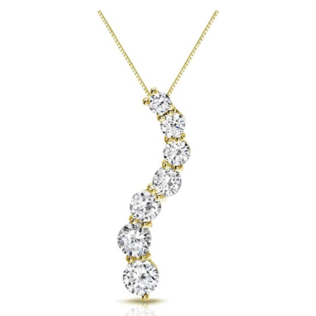Auriya 14k Gold 7-Stone Diamond Journey Necklace 1ct TDW (J-K, I1-I2)