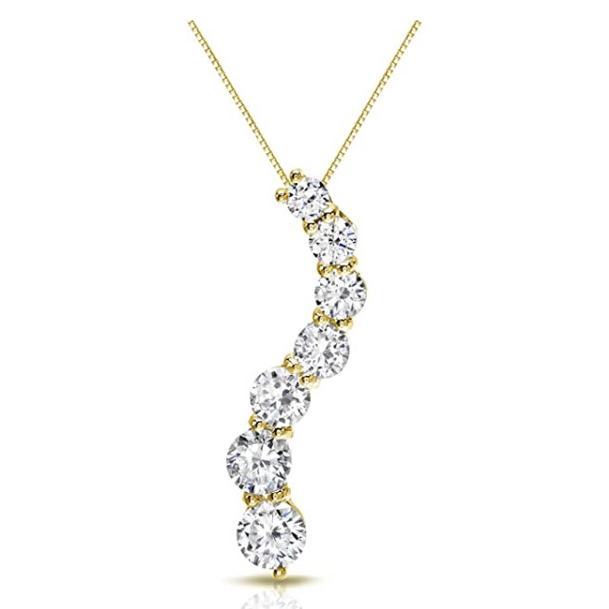 Auriya 14k Gold 7-Stone Diamond Journey Necklace 1ct TDW (J-K, I1-I2)