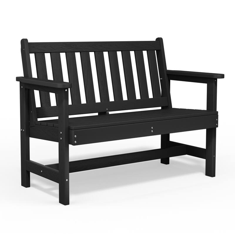 Outdoor 2-Person Garden Bench 42.92-in W x 35.83-in H - Black
