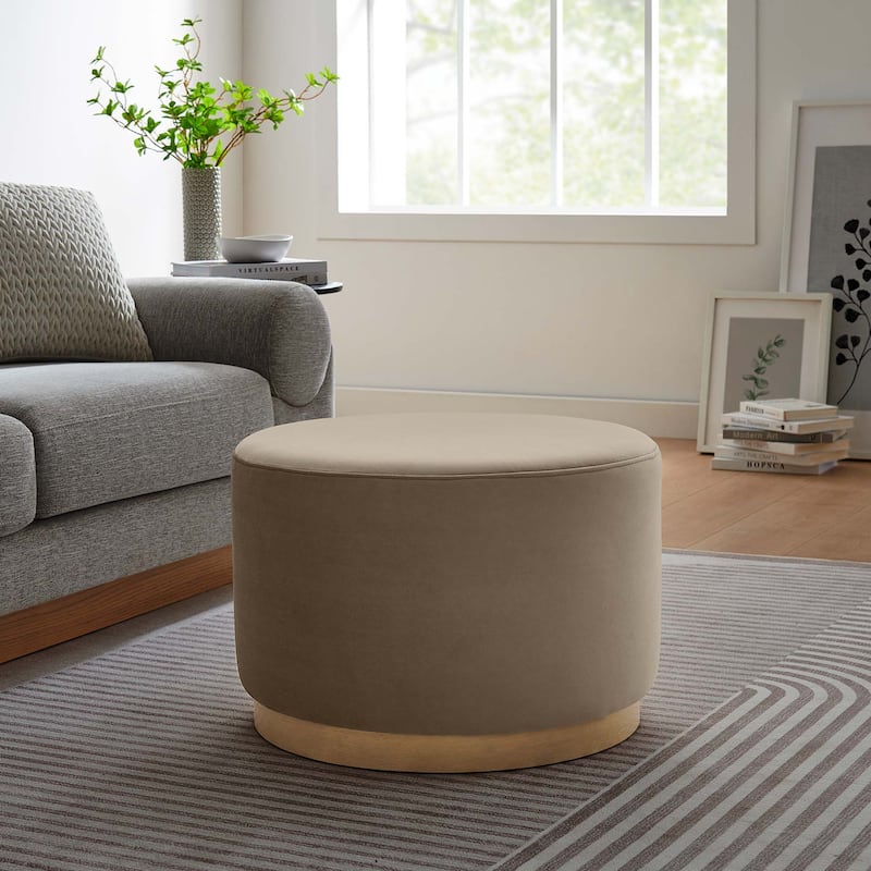 Tilden 16"/23"/29"/38" Performance Velvet Upholstered Ottoman - 23"W x 23"L x 16"H - Taupe Natural