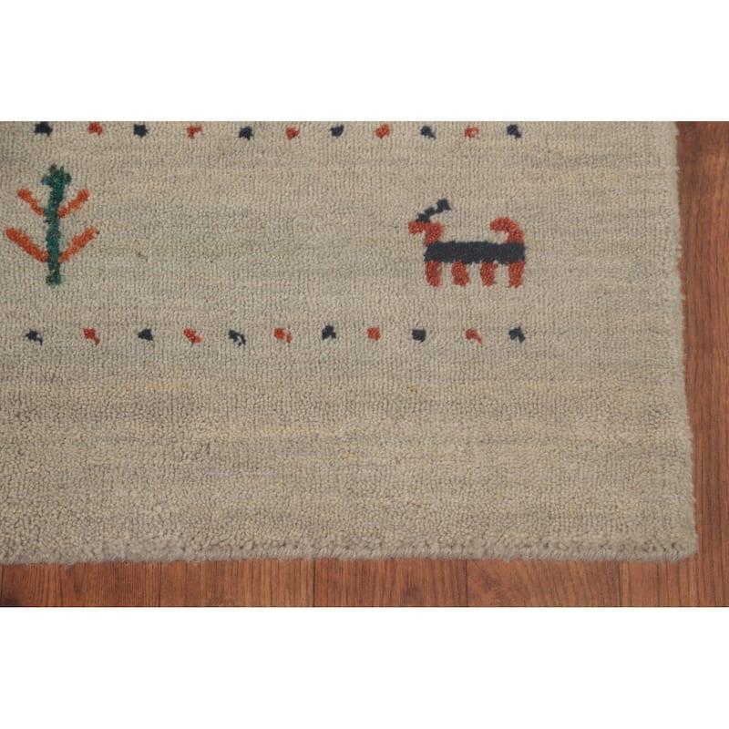 Tribal Animals Gabbeh Oriental Accent Rug Handmade Wool Carpet - 3'10"x 5'10"