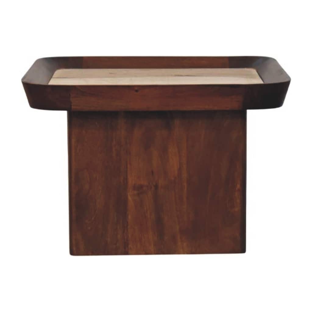 Artisan Furniture Solid Wood Travertine Top Tray Coffee Table , Brown