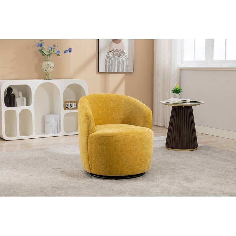 Chenille Fabric Swivel Accent Armchair Barrel Chair