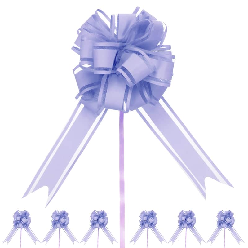 20pcs Large Pull Bow 8 Inch Flower Bows for Wedding Baskets - 8 Inch - Purple