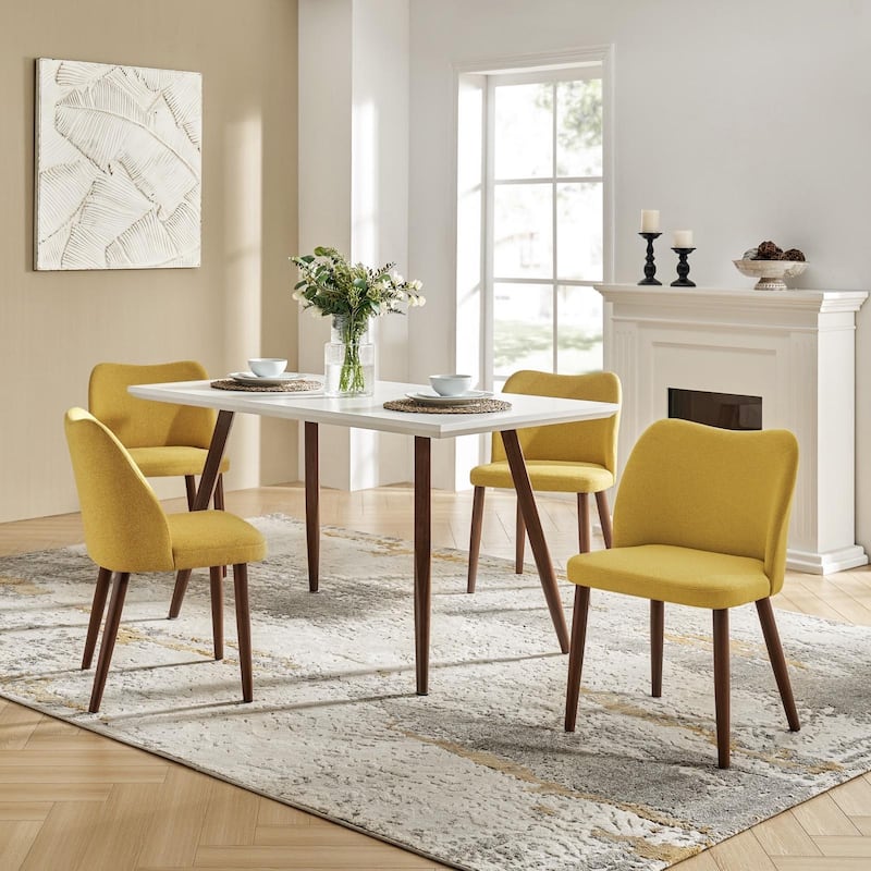 Melisa Solid Wood Dining Chair Set of 4 by HULALA HOME - Mustard
