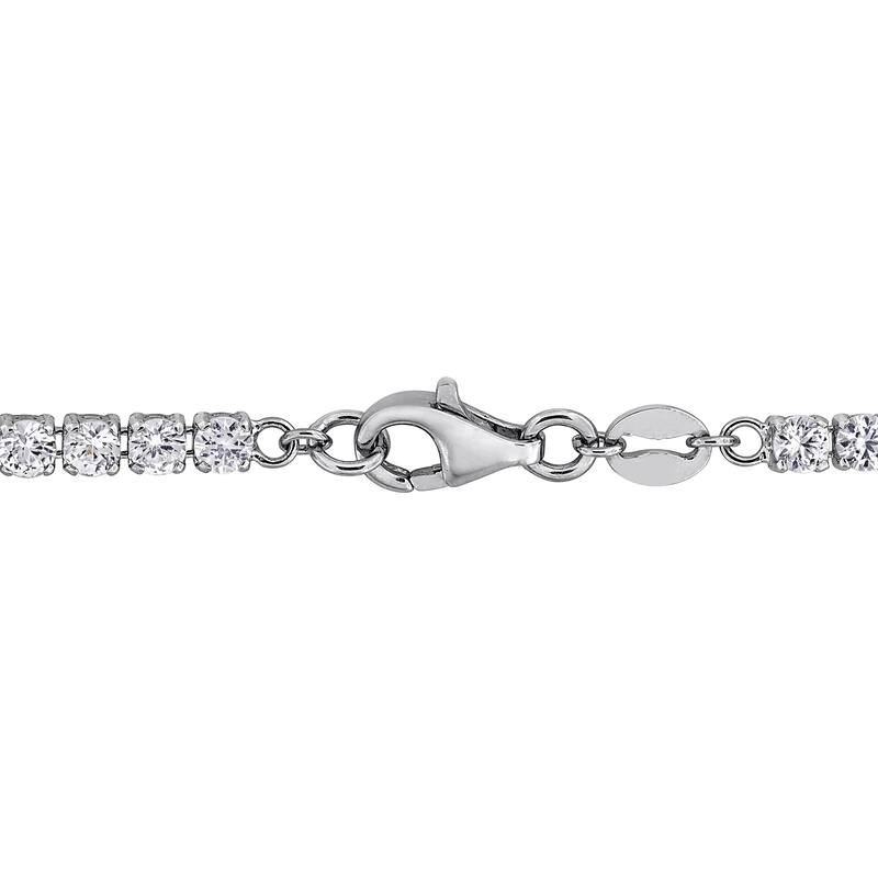 Miadora 4-4.5mm Cultured Freshwater Pearl 5 3/8ct Created White Sapphire Bracelet Sterling Silver