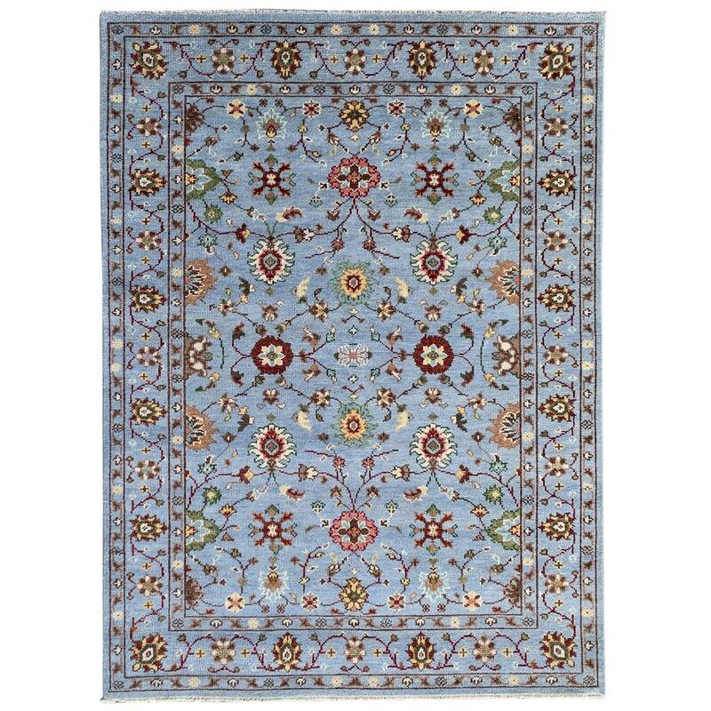 Sky Blue Hand Knotted Wool Traditional Bidjar Rug, 8' x 10', soft elegant floor rug - L