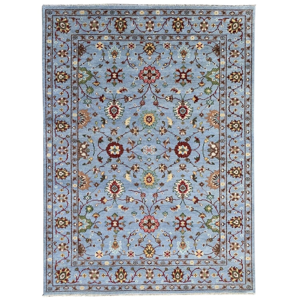 Sky Blue Hand Knotted Wool Traditional Bidjar Rug, 8' x 10', soft elegant floor rug - L