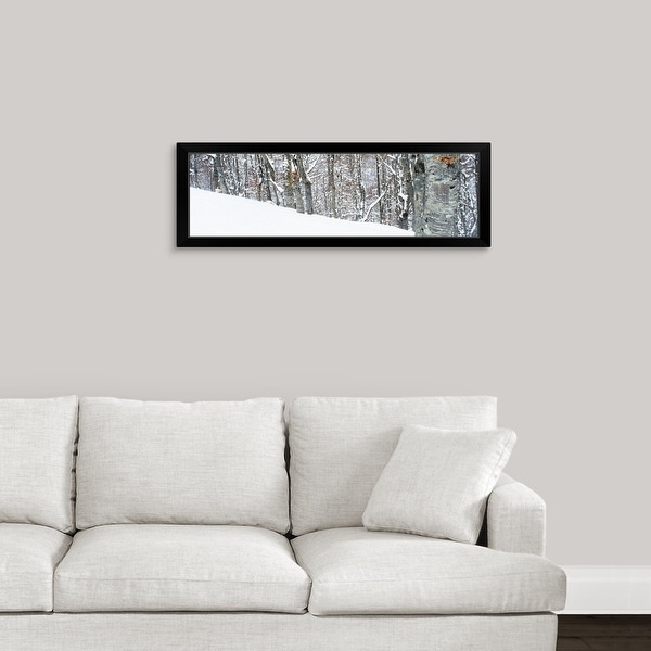 "Snow covered trees on a mountain, Apennines, Umbria, Italy" Black Framed Print
