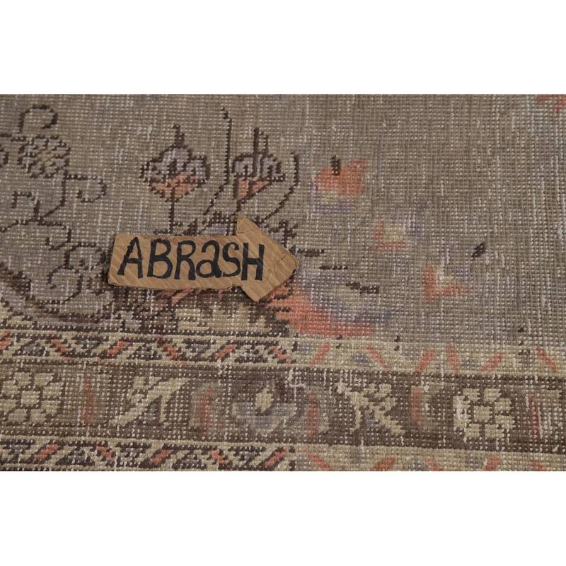 Gray Geometric Tabriz Persian Area Rug Hand-Knotted Wool Carpet - 9'1"x 12'9"