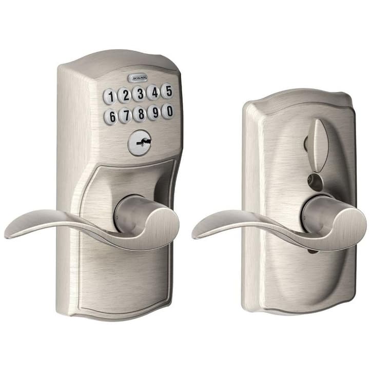 Schlage Camelot Keypad Entry with Flex-Lock Door Lever Set with Accent - Satin Nickel