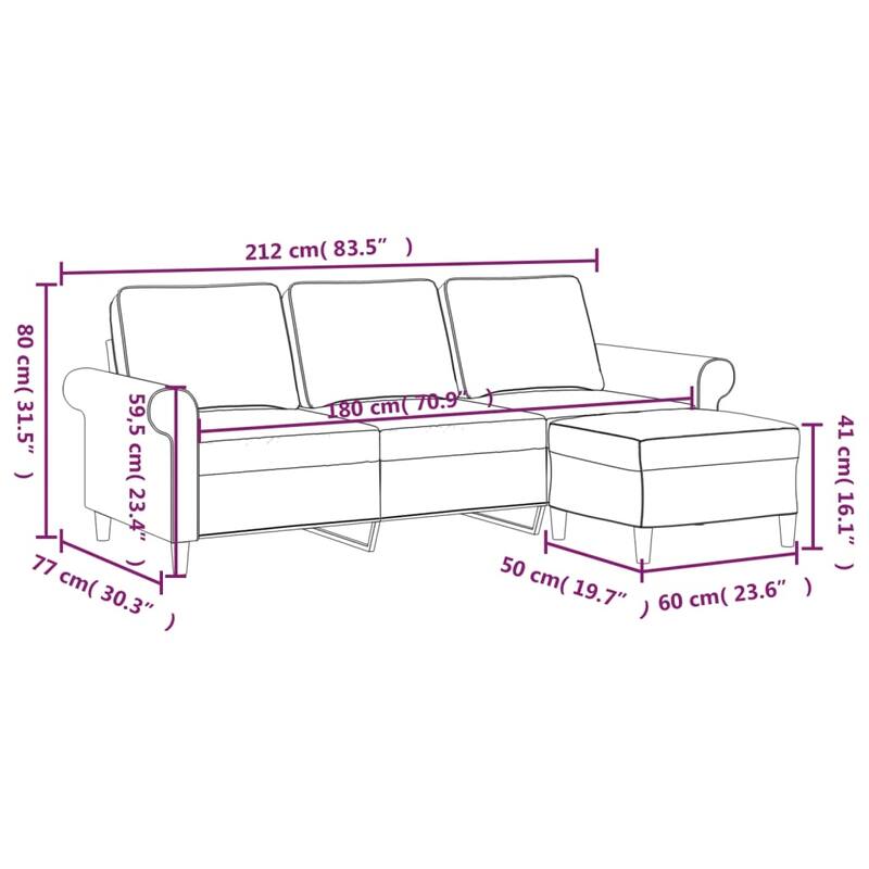 vidaXL Sofa Chair with Footstool Living Room Accent Upholstered Chair Fabric