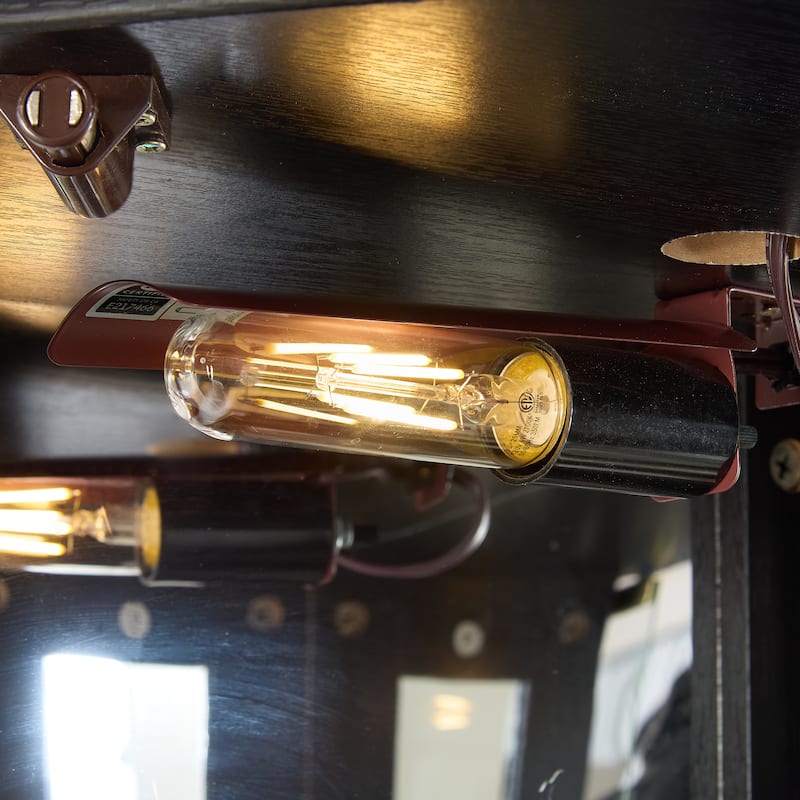 Lighted Corner Curio Cabinet with Glass Doors, Tall Display Case with Mirrored Back for Living Room