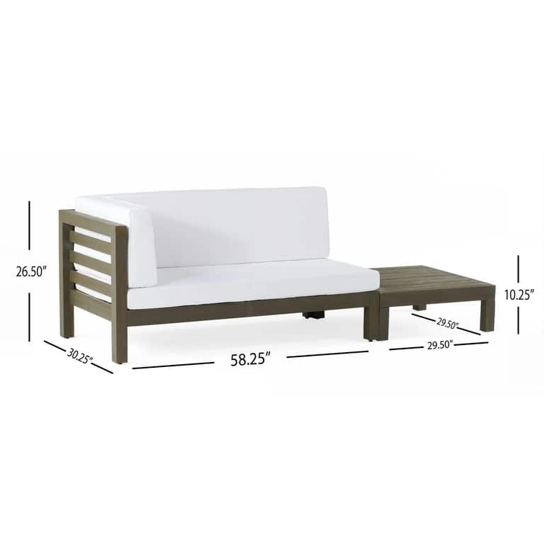 Roomfitters Left Corner Bench with Coffee Table, Outdoor Wooden Patio Sofa with Cushions for Garden or Porch