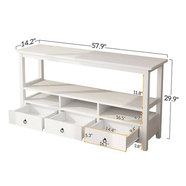 3 Tier Vintage Console Table with 3 Drawers and Shelves - Bed Bath ...