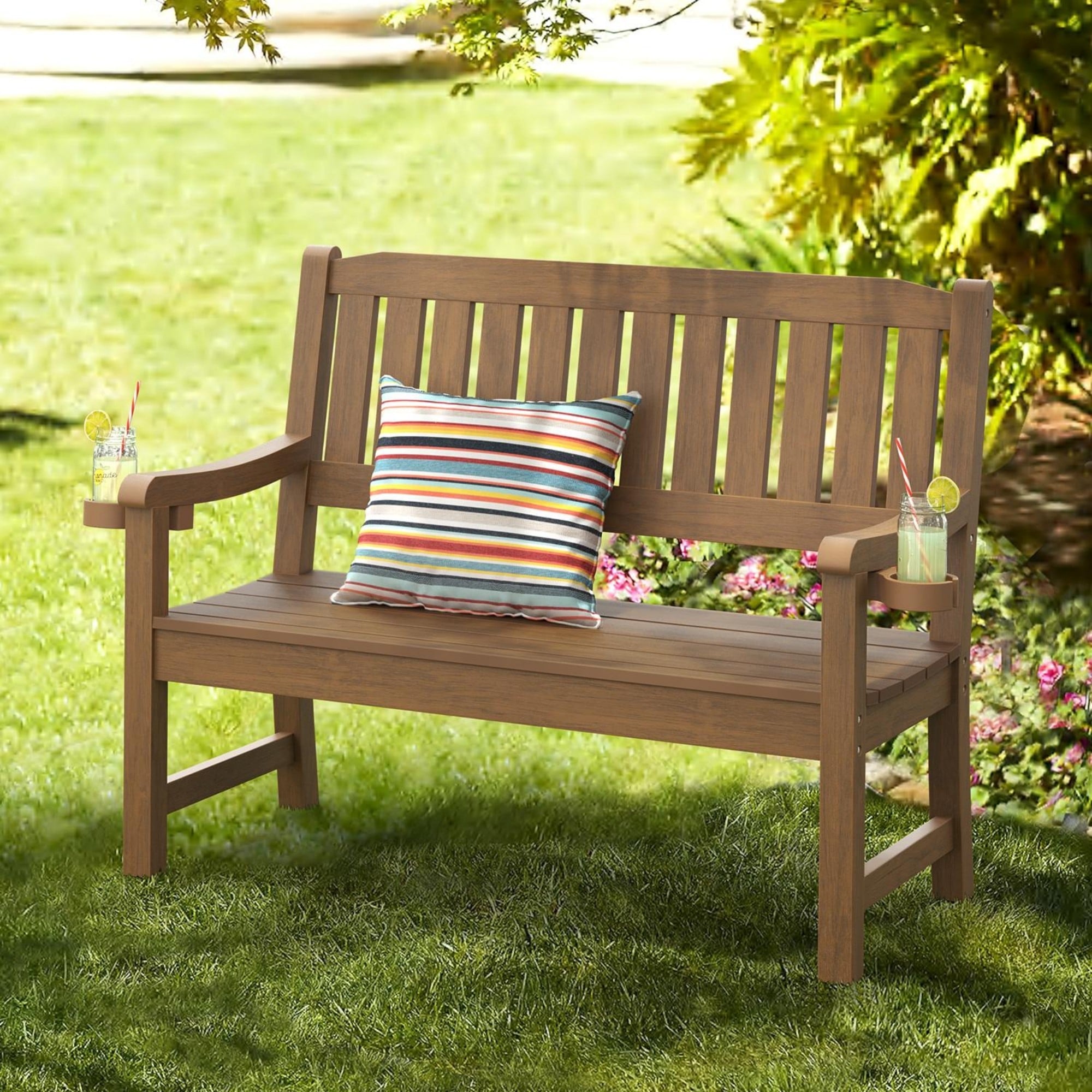 LUE BONA 48'' Outdoor Bench - Weatherproof Garden Bench for Patio, Porch, Backyard