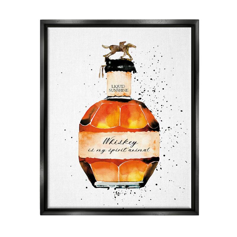 Stupell Whiskey is My Spirit Animal Quote Liquor Bottle Floater Frame - White