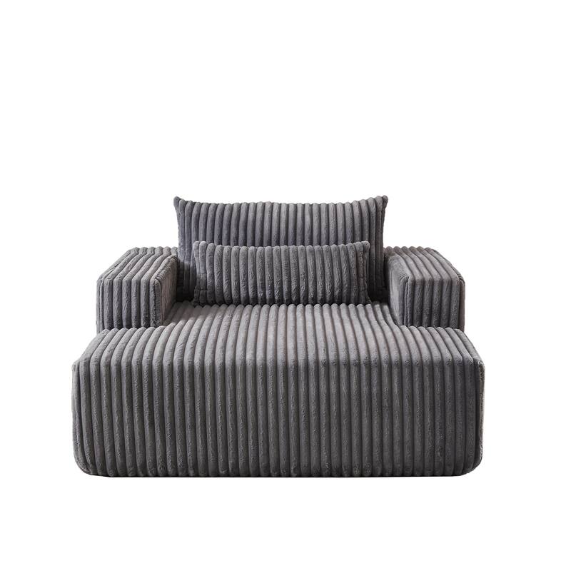 Plush Corduroy Fabric Modular Cloud Sofa with Backrest Pillow for Livingroom 75-Inch Fluffy Sleeper Sofa Bed