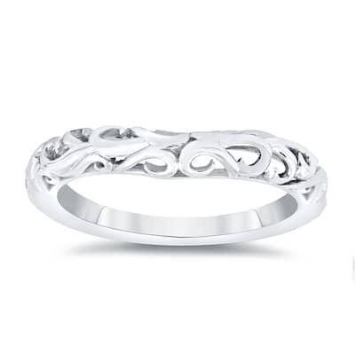 Auriya Vintage Carved 14k Gold Wedding Band