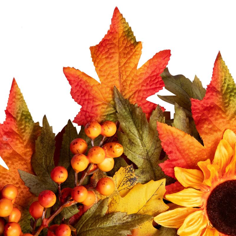 Sunflower Pine Cone Artificial Thanksgiving Wreath - 24-Inch, Unlit