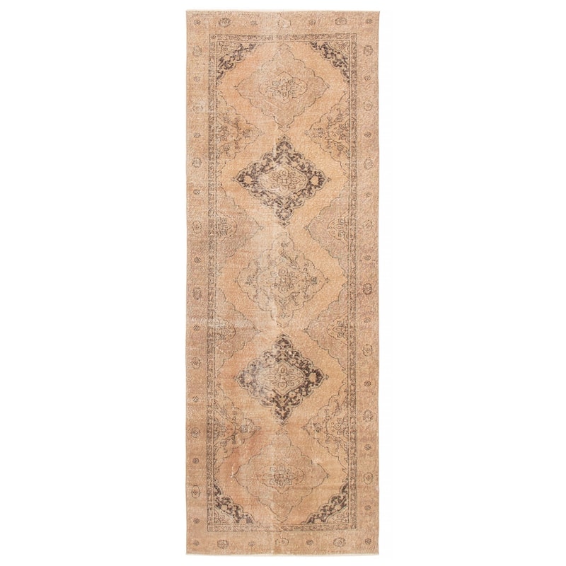 ECARPETGALLERY Hand-knotted Antalya Vintage Tan Wool Rug - 4'5 x 12'7 - Tan - 4'5 x 12'7