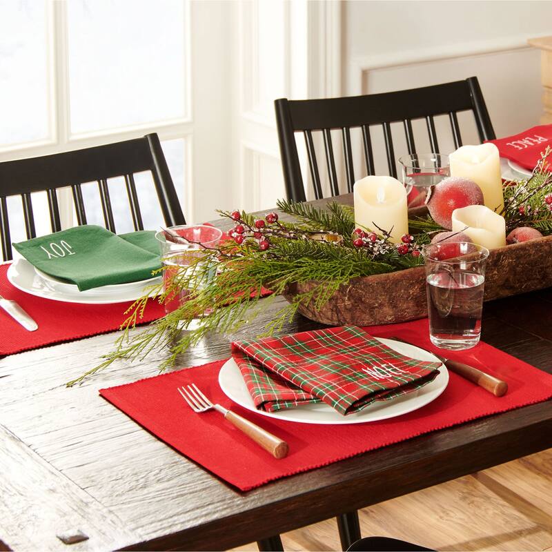 Holiday Christmas Sentiments Placemat and Napkin Set of 8 (4 of Each)