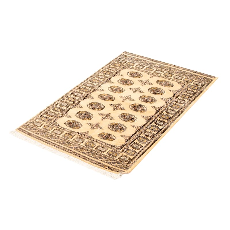 ECARPETGALLERY Hand-knotted Peshawar Bokhara Beige Wool Rug - 3'2 x 5'2