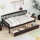 preview thumbnail 1 of 25, Kids Daybed Wood Sofa Bed with Pull-out Storage Drawers Twin Size Platform Storage Bed with Headboard Footboard Guardrails Espresso - Twin