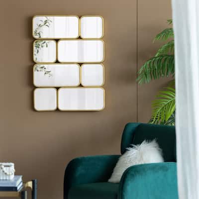 32" in Mirror with Golden Metal Framed Decorative Rectangle Mirror