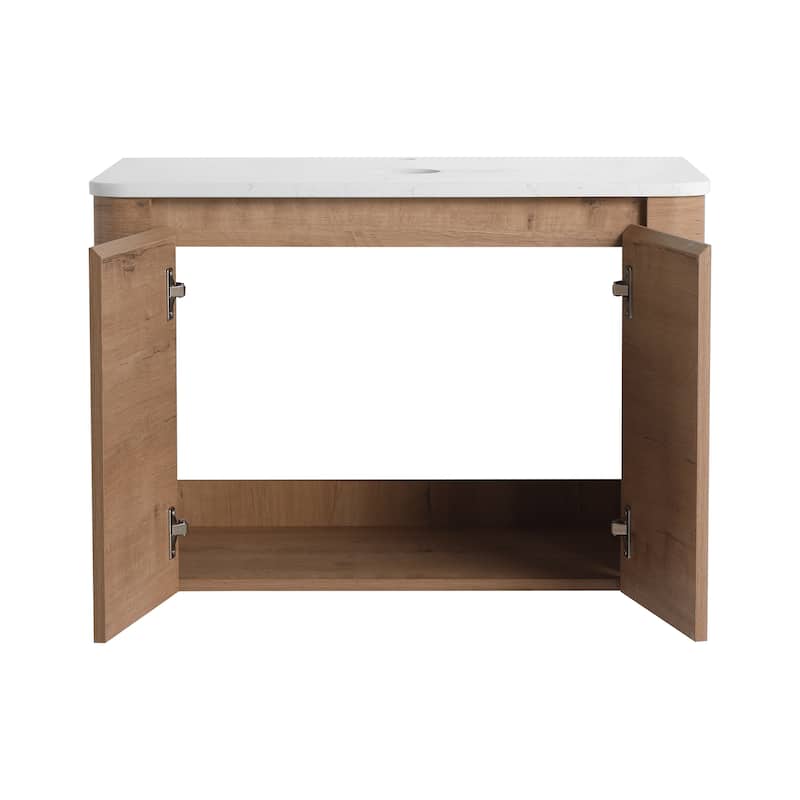 30'' Wall-Mounted Bathroom Vanity & 2-Soft-Close Door, KD-Packing, Plywood (Vanity Only, Excluding Sink)