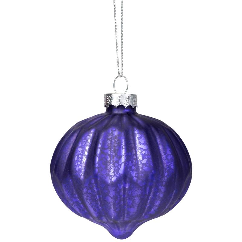 Multi Finish Ball and Onion Christmas Ornaments - 3.25" - Royal Blue and Purple - Set of 12
