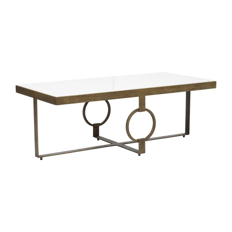 Sagebrook Home Modern Glam Iron Marble Top Coffee or Accent Table