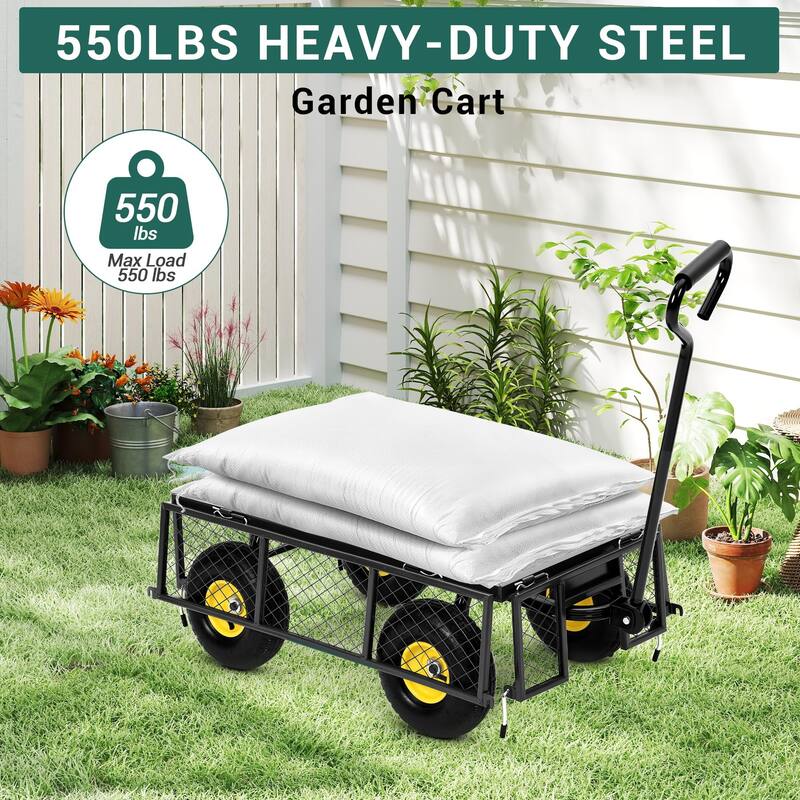 Heavy Duty Steel Utility Garden Wagon Cart with Removable Sides