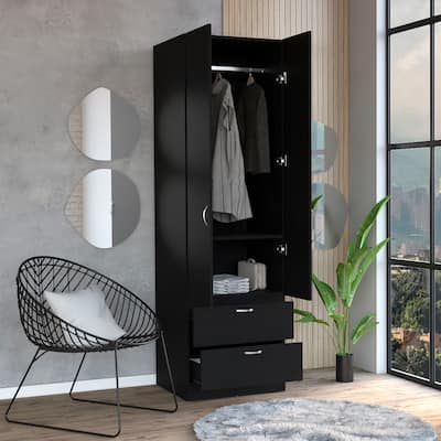 Armoire Wardrobe with 2 Drawers,Double Door Cabinet