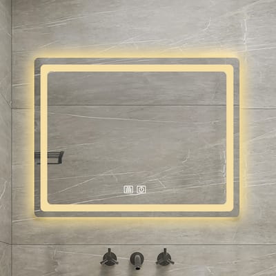 LED Bathroom Vanity Mirror, 36 in. Height, Polished Crystal Glass with Anti-Fog and Horizontal or Vertical Mounting